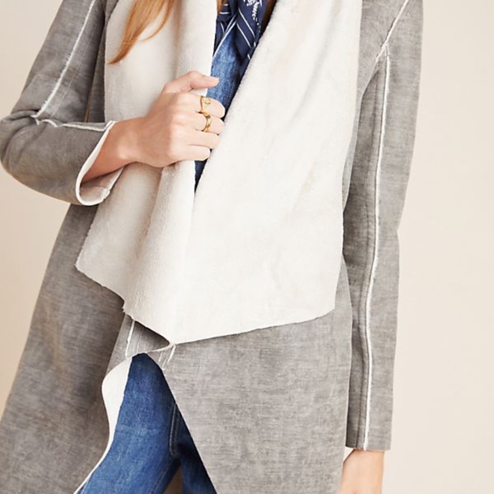 New ANTHROPOLOGIE Amadi Camilla Sueded Sherpa Coat